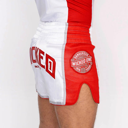 Wicked1 MUAY THAI SHORT BLOCK WHITE
